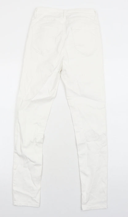 Womens UK Size 8 Preworn Regular Fit Skinny White Jeans