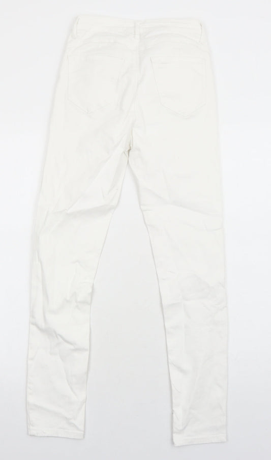 Womens UK Size 8 Preworn Regular Fit Skinny White Jeans