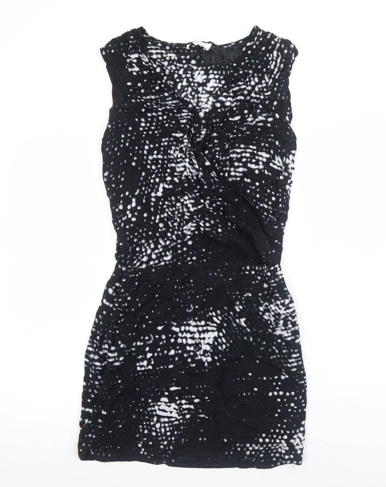 Second Female Womens Black Geometric Rayon Bodycon Size XS Boat Neck Pullover