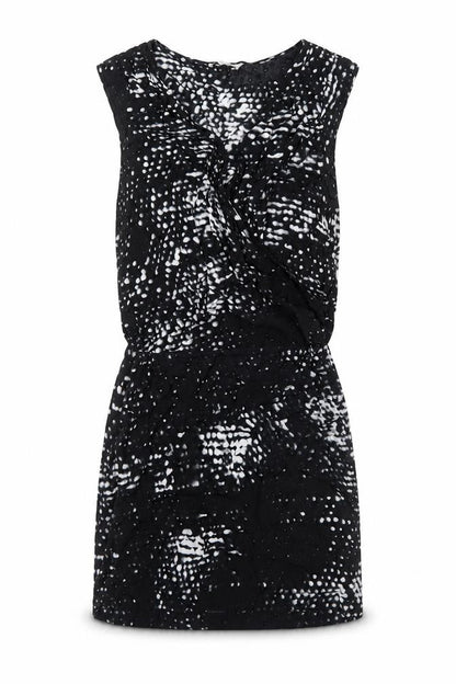 Second Female Womens Black Geometric Rayon Bodycon Size XS Boat Neck Pullover