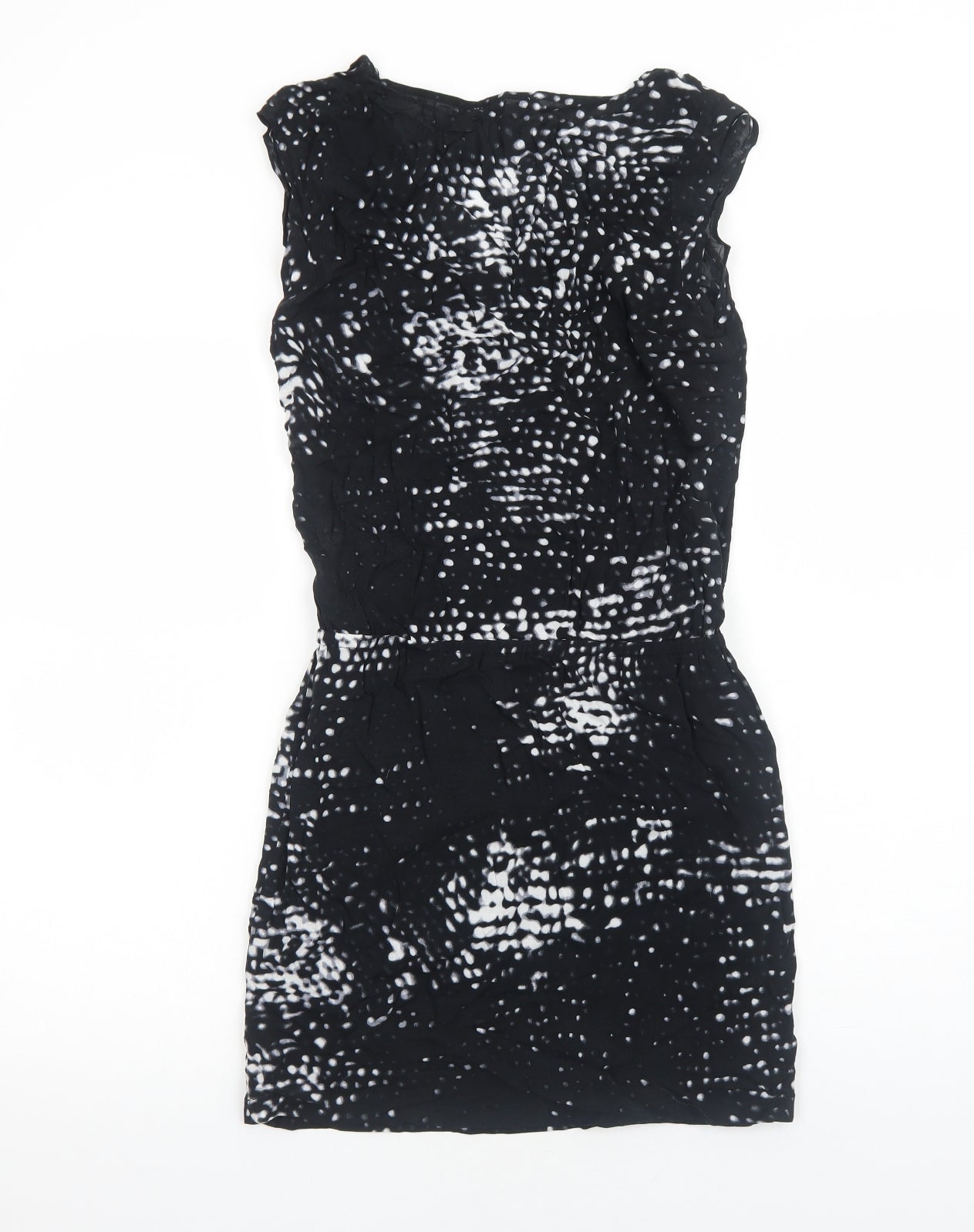 Second Female Womens Black Geometric Rayon Bodycon Size XS Boat Neck Pullover