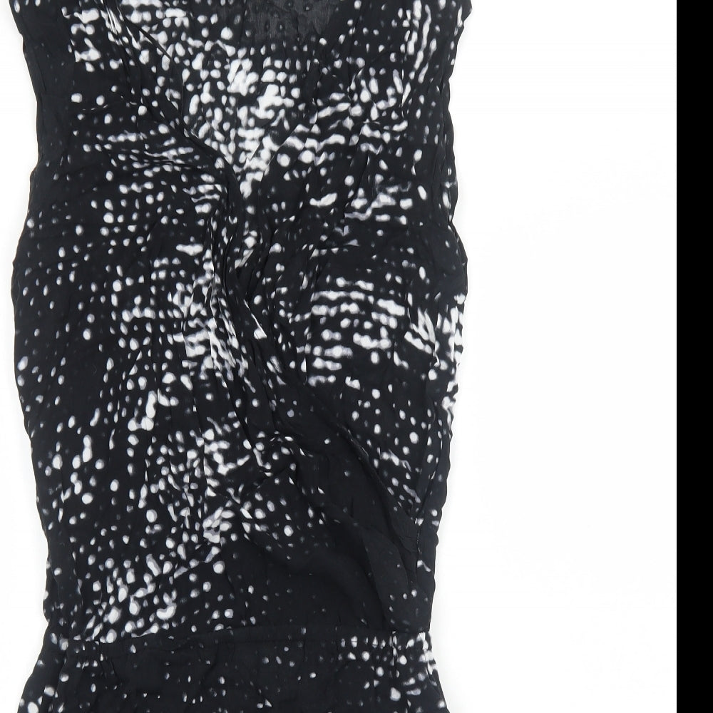 Second Female Womens Black Geometric Rayon Bodycon Size XS Boat Neck Pullover