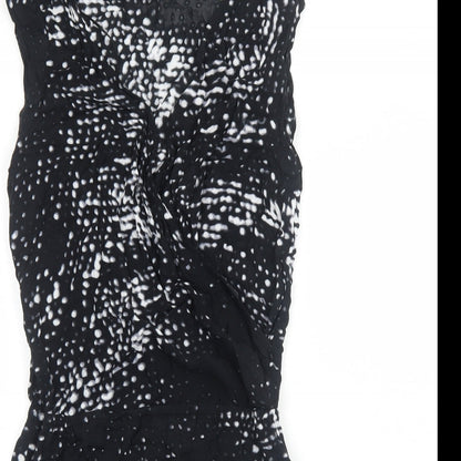 Second Female Womens Black Geometric Rayon Bodycon Size XS Boat Neck Pullover