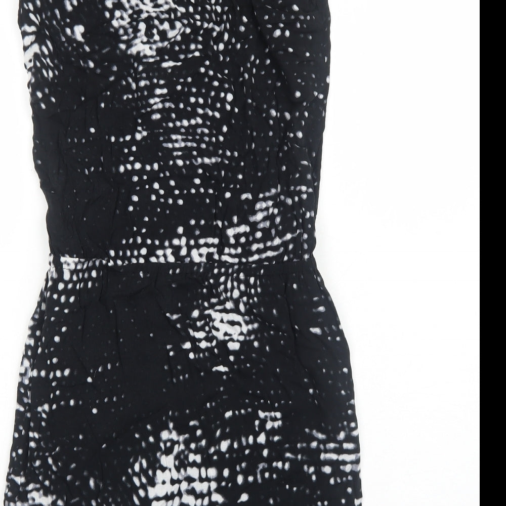 Second Female Womens Black Geometric Rayon Bodycon Size XS Boat Neck Pullover