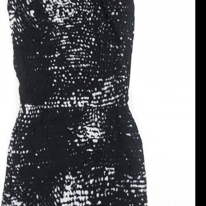 Second Female Womens Black Geometric Rayon Bodycon Size XS Boat Neck Pullover