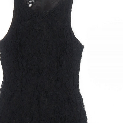 JR&Co Womens Black Polyester Mini Size 12 Boat Neck Zip