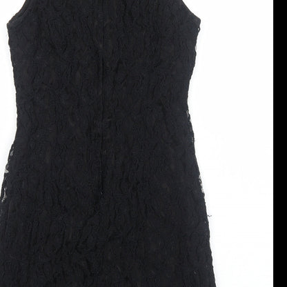 JR&Co Womens Black Polyester Mini Size 12 Boat Neck Zip