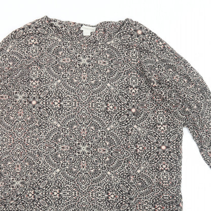 Monsoon Womens Grey Geometric Viscose Shift Size 14 Boat Neck Pullover