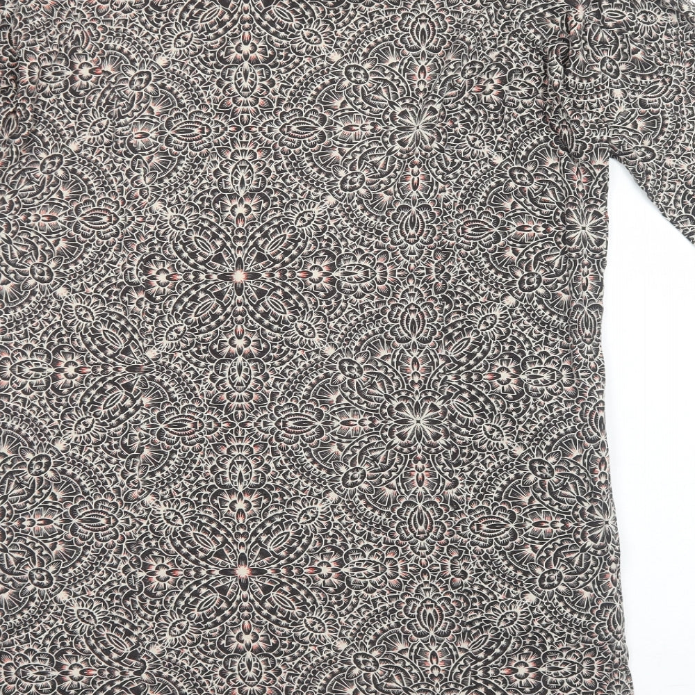 Monsoon Womens Grey Geometric Viscose Shift Size 14 Boat Neck Pullover