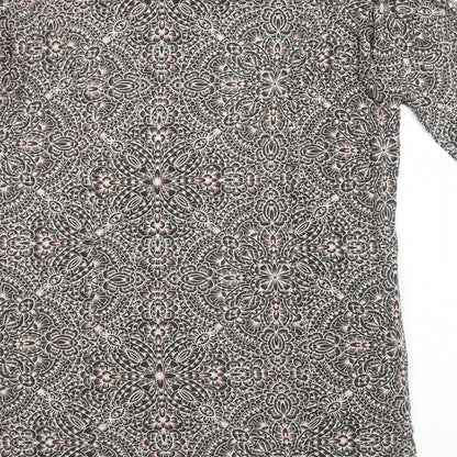 Monsoon Womens Grey Geometric Viscose Shift Size 14 Boat Neck Pullover