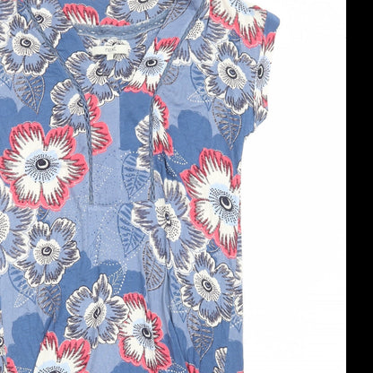 NEXT Womens Blue Floral Viscose T-Shirt Dress Size 8 V-Neck Pullover