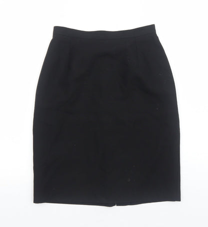 Marks and Spencer Womens Black Viscose Straight & Pencil Skirt Size 12 Zip