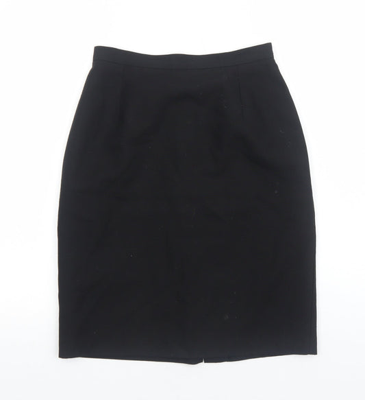 Marks and Spencer Womens Black Viscose Straight & Pencil Skirt Size 12 Zip