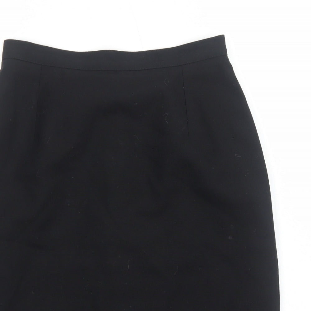 Marks and Spencer Womens Black Viscose Straight & Pencil Skirt Size 12 Zip