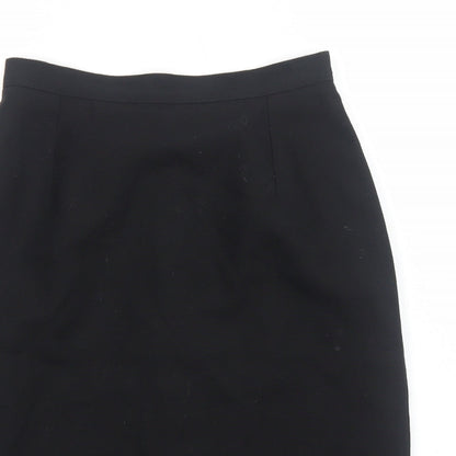 Marks and Spencer Womens Black Viscose Straight & Pencil Skirt Size 12 Zip