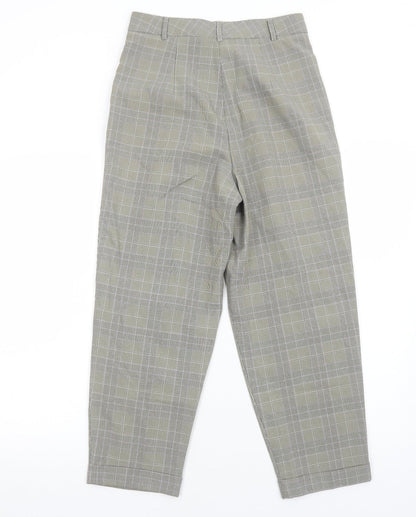 Warehouse Womens Beige Plaid Polyester Trousers Size 8 Regular Zip