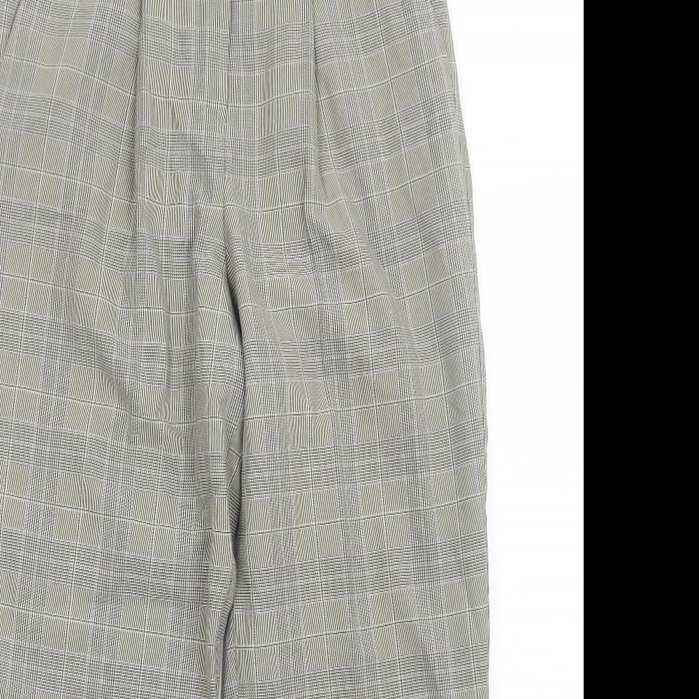 Warehouse Womens Beige Plaid Polyester Trousers Size 8 Regular Zip
