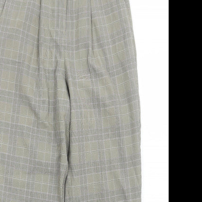 Warehouse Womens Beige Plaid Polyester Trousers Size 8 Regular Zip