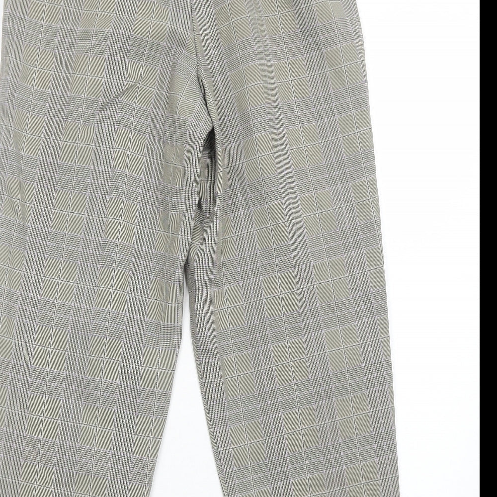 Warehouse Womens Beige Plaid Polyester Trousers Size 8 Regular Zip