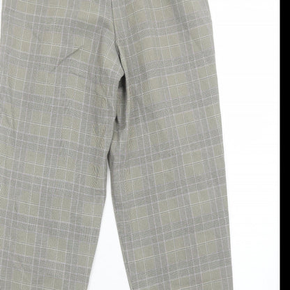 Warehouse Womens Beige Plaid Polyester Trousers Size 8 Regular Zip