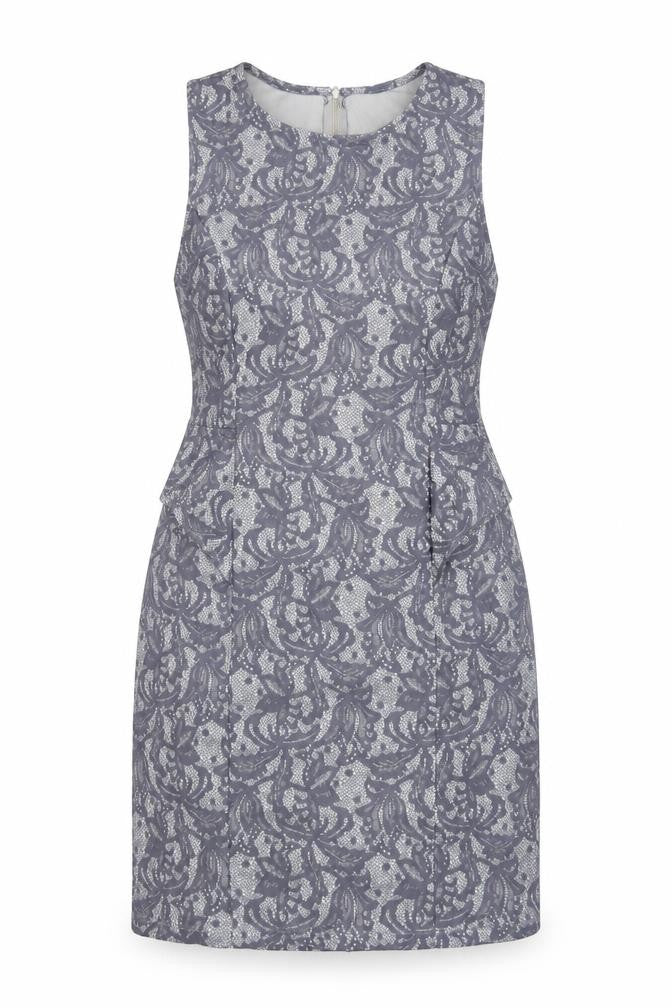 Woolworths Womens Grey Geometric Polyester A-Line Size M Round Neck Zip