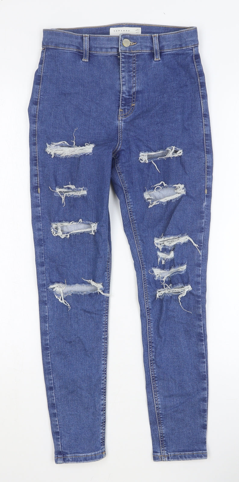 Topshop Womens Blue Cotton Skinny Jeans Size 28 Extra-Slim Button