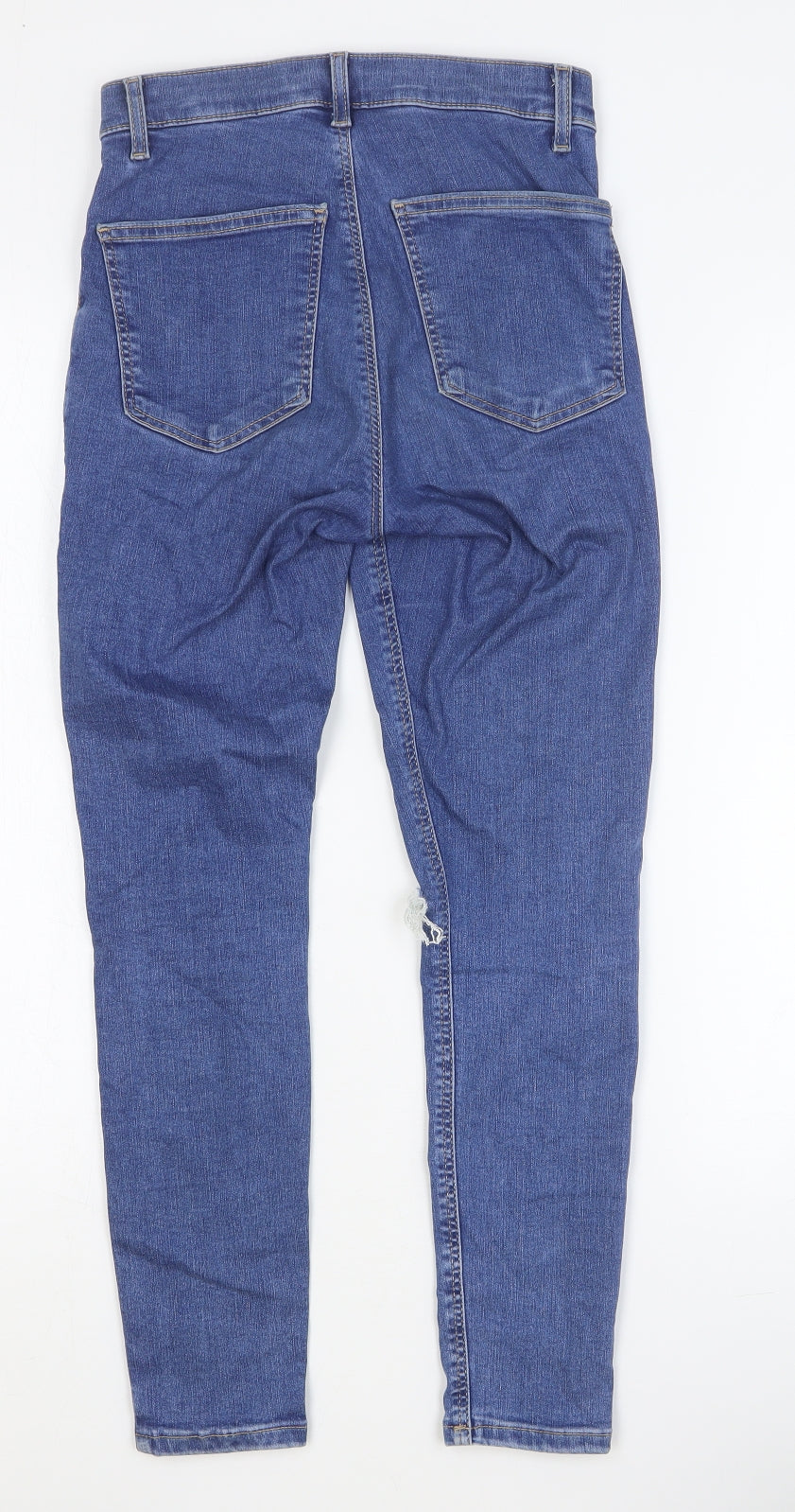 Topshop Womens Blue Cotton Skinny Jeans Size 28 Extra-Slim Button