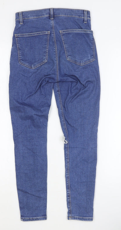 Topshop Womens Blue Cotton Skinny Jeans Size 28 Extra-Slim Button