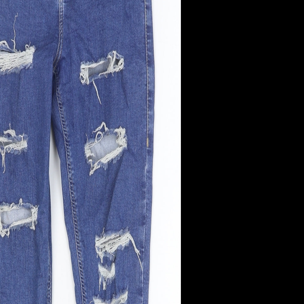 Topshop Womens Blue Cotton Skinny Jeans Size 28 Extra-Slim Button