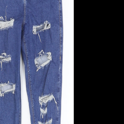Topshop Womens Blue Cotton Skinny Jeans Size 28 Extra-Slim Button