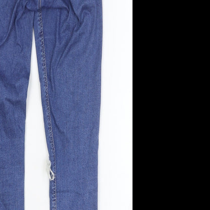 Topshop Womens Blue Cotton Skinny Jeans Size 28 Extra-Slim Button