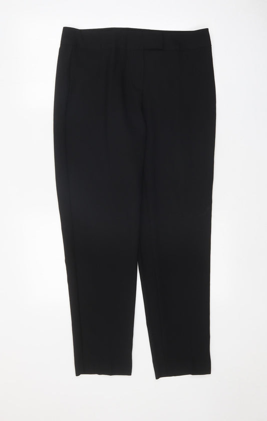George Womens Black Polyester Trousers Size 12 Regular Zip