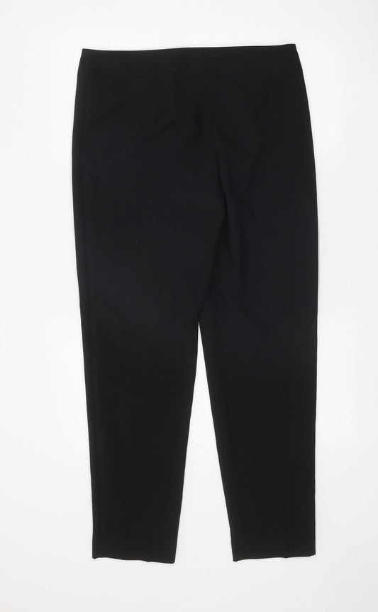 George Womens Black Polyester Trousers Size 12 Regular Zip