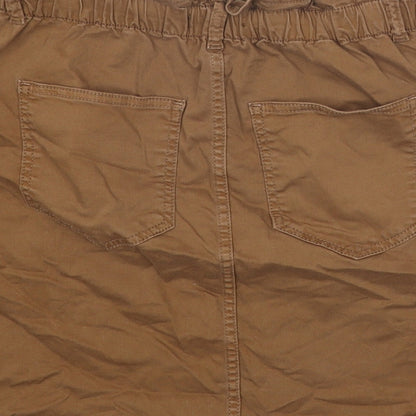 Etam Womens Brown Cotton Mini Skirt Size 10 Zip