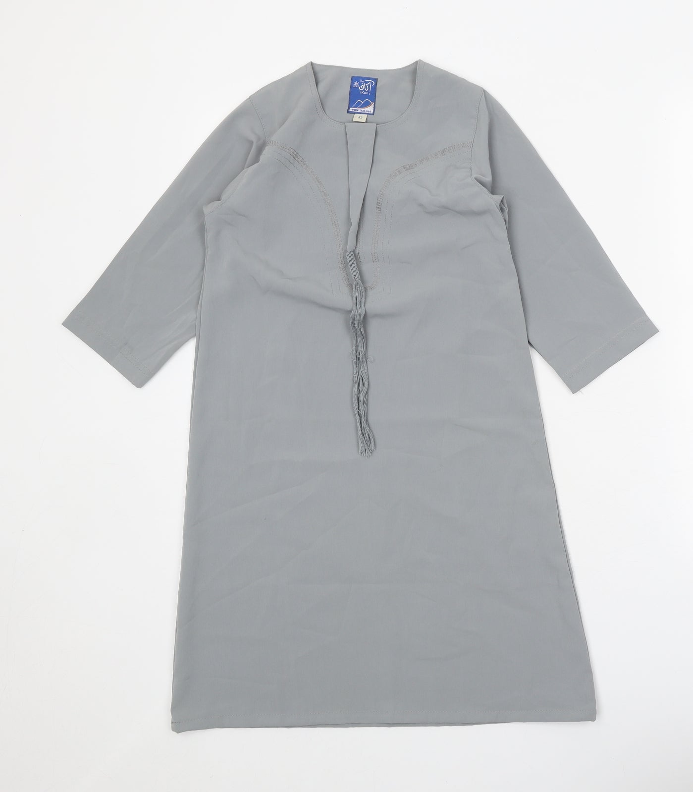Ikaf Womens Grey Polyester Shift Size 4 Scoop Neck Pullover