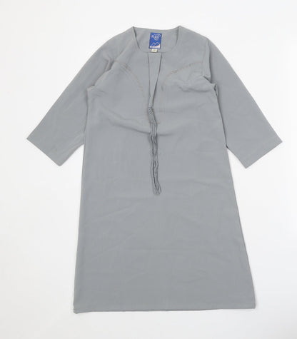 Ikaf Womens Grey Polyester Shift Size 4 Scoop Neck Pullover