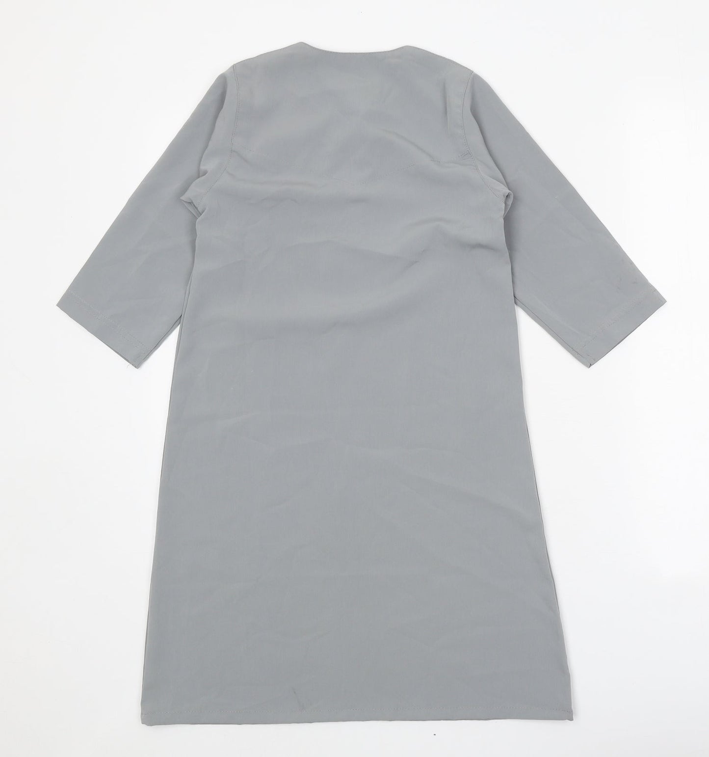 Ikaf Womens Grey Polyester Shift Size 4 Scoop Neck Pullover