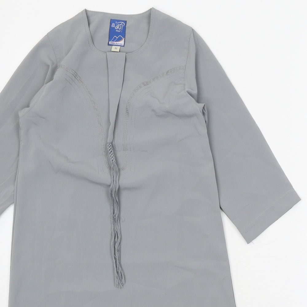 Ikaf Womens Grey Polyester Shift Size 4 Scoop Neck Pullover