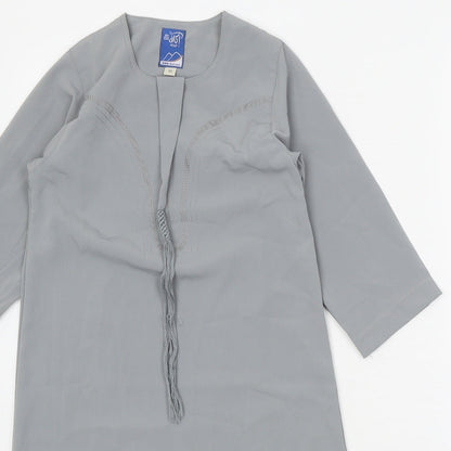 Ikaf Womens Grey Polyester Shift Size 4 Scoop Neck Pullover