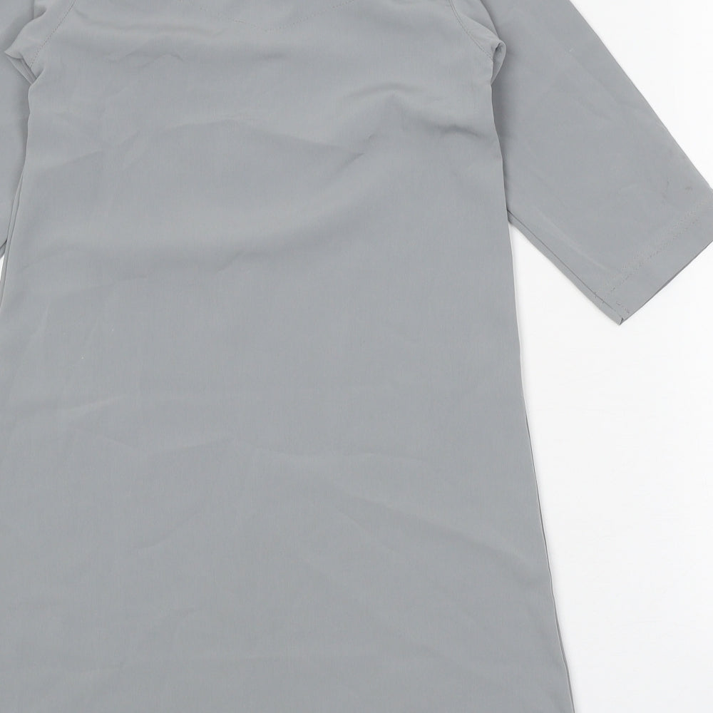 Ikaf Womens Grey Polyester Shift Size 4 Scoop Neck Pullover
