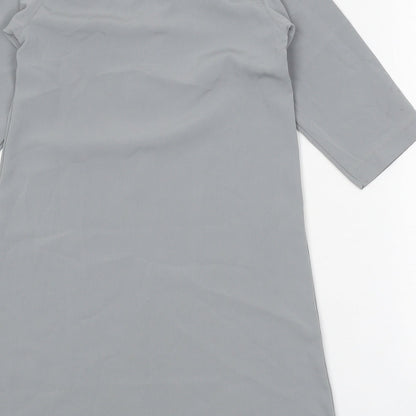 Ikaf Womens Grey Polyester Shift Size 4 Scoop Neck Pullover