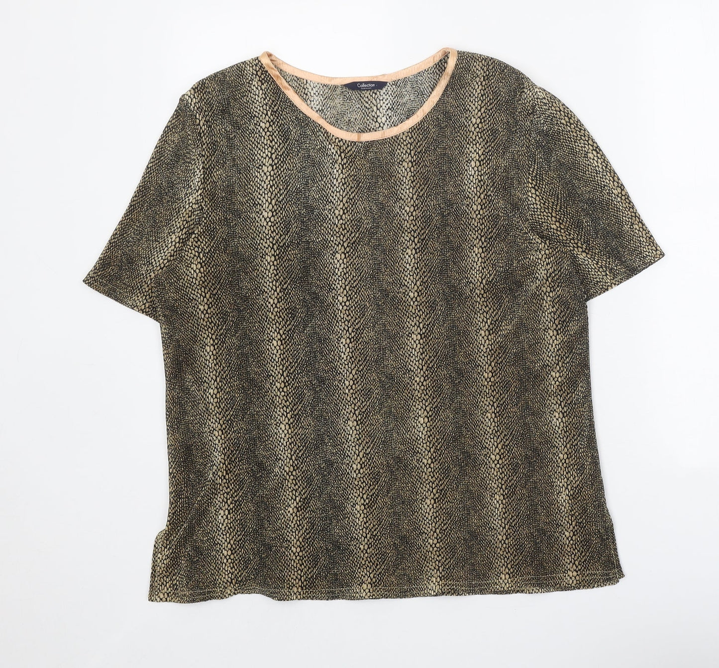 Womens UK Size 16 Debenhams Gold Basic T-Shirt