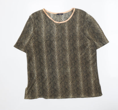 Womens UK Size 16 Debenhams Gold Basic T-Shirt