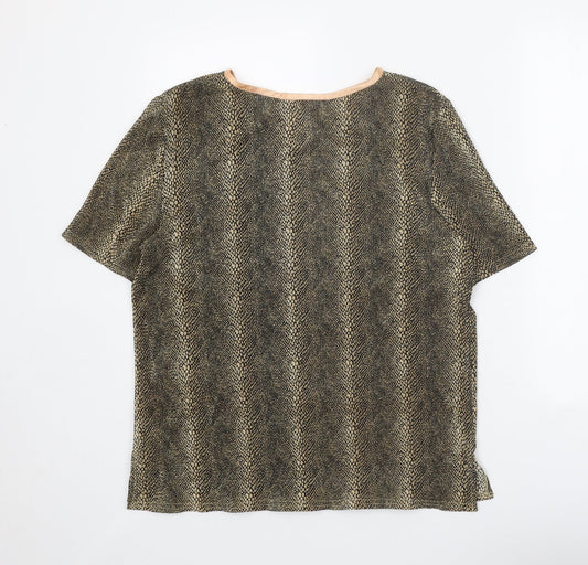 Womens UK Size 16 Debenhams Gold Basic T-Shirt