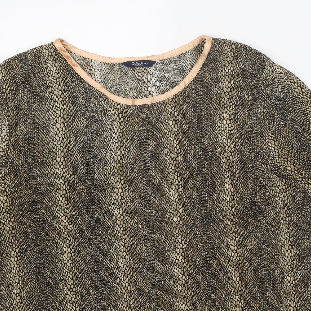 Womens UK Size 16 Debenhams Gold Basic T-Shirt