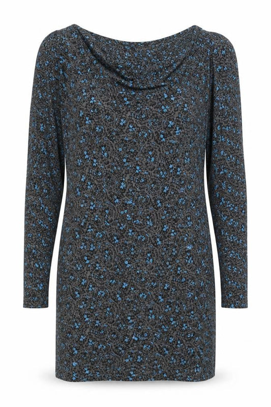 French Connection Womens Grey Floral Viscose A-Line Size 12 Cowl Neck Pullover