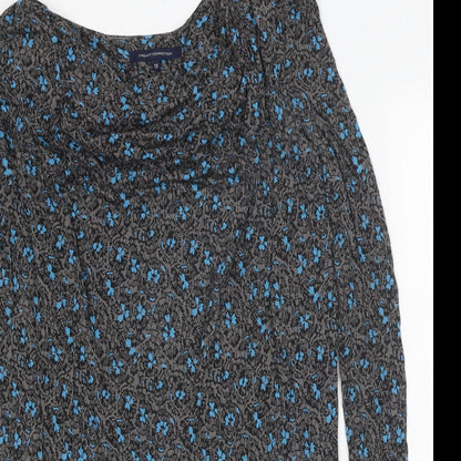 French Connection Womens Grey Floral Viscose A-Line Size 12 Cowl Neck Pullover