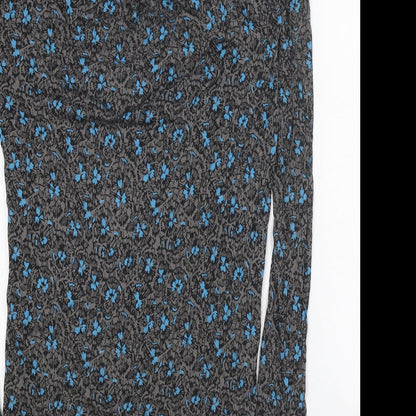 French Connection Womens Grey Floral Viscose A-Line Size 12 Cowl Neck Pullover