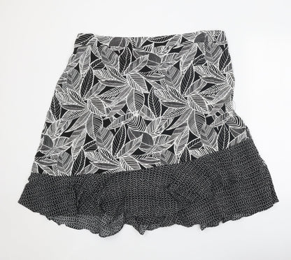 Bonmarché Womens Black Geometric Polyester Swing Skirt Size 41 in