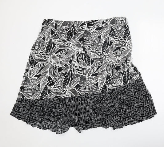 Bonmarché Womens Black Geometric Polyester Swing Skirt Size 41 in